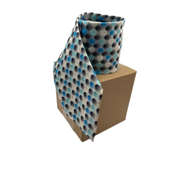 Mens Hagger Tie Polyester Sharp Multicolor Pink Blue Black Dots 59.5"L x 3.5"W - Picture 3 of 9